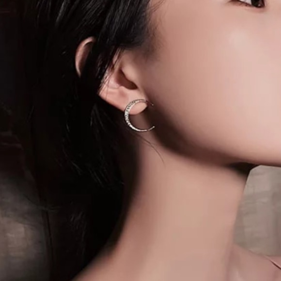 Moon + Star Stud Earrings - Picture 3 of 5